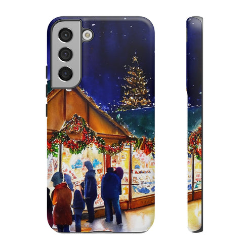 Shopping at the Christmas Market - Impact Resistant Phone Case Samsung Galaxy S22 Plus Matte